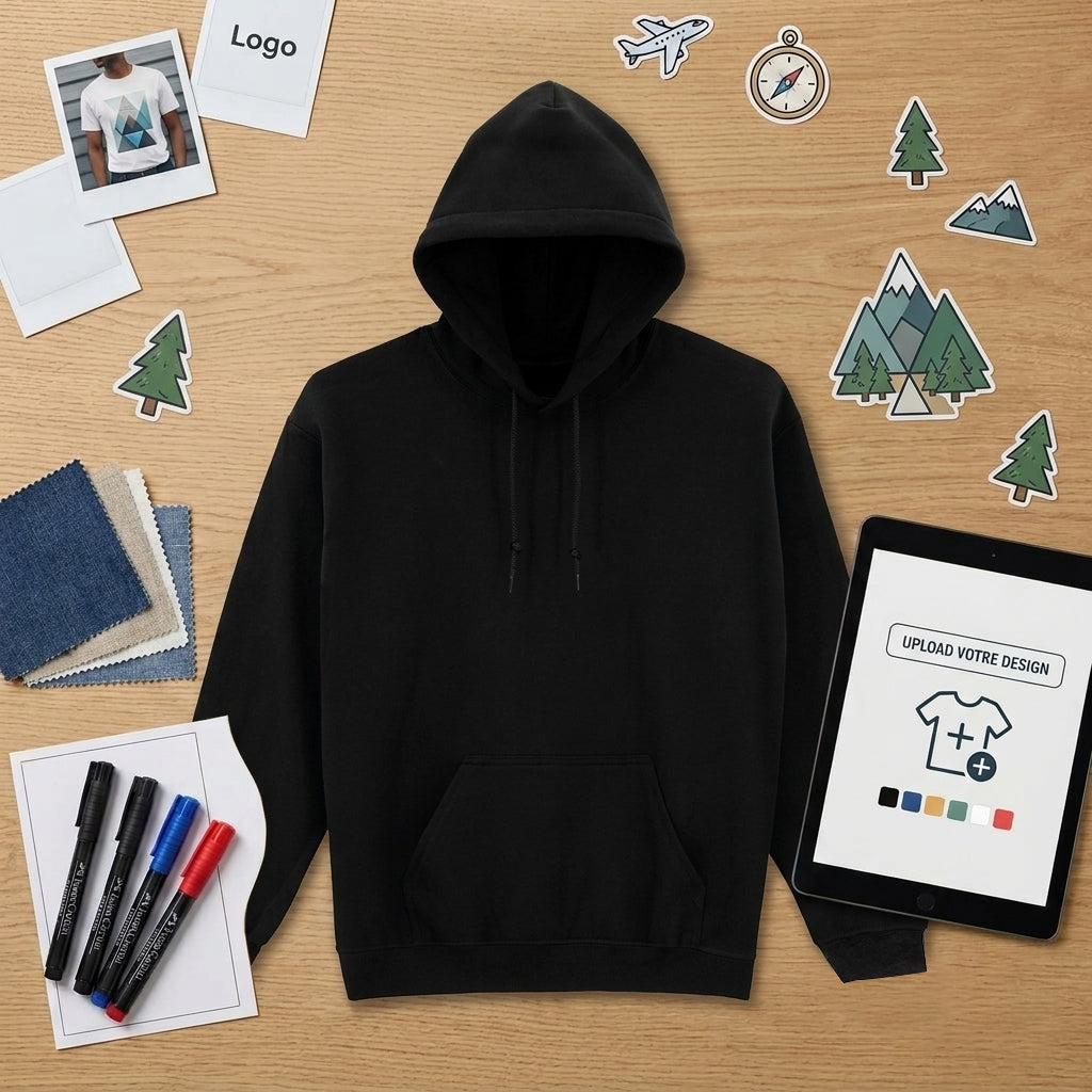 Sweat-shirt capuche 270gr Photo et Texte personnalisé