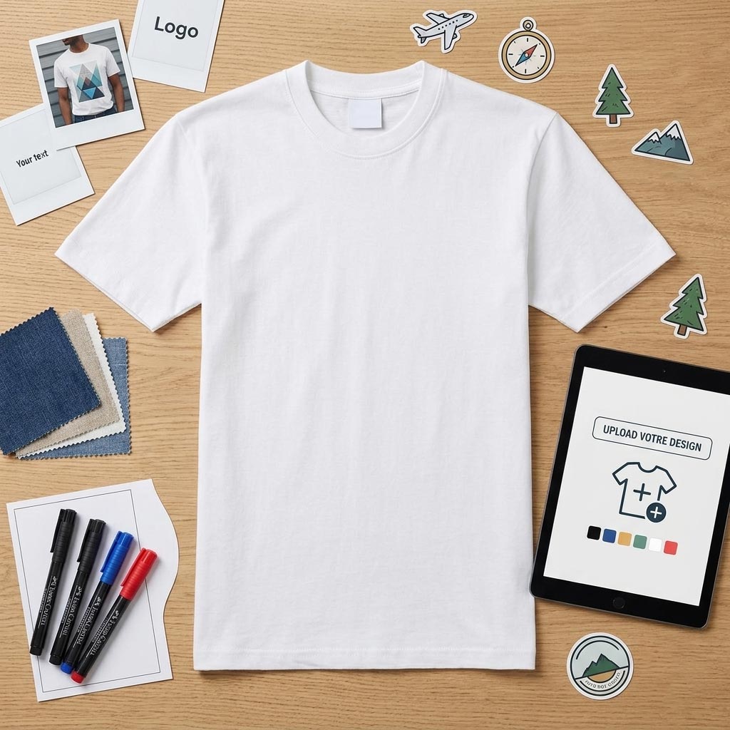 T-shirt 190gr 100% Coton Unisexe Photo et Texte personnalisé